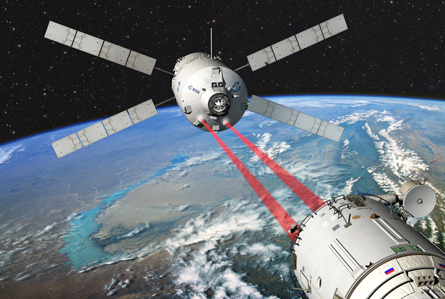 Ein "Rendezvous" im Weltraum ist immer eine heikle Angelegenheit, die mit höchster Präzision durchgeführt werden muss, wie hier von einem Raumtransporter an der ISS. Quelle: ESA