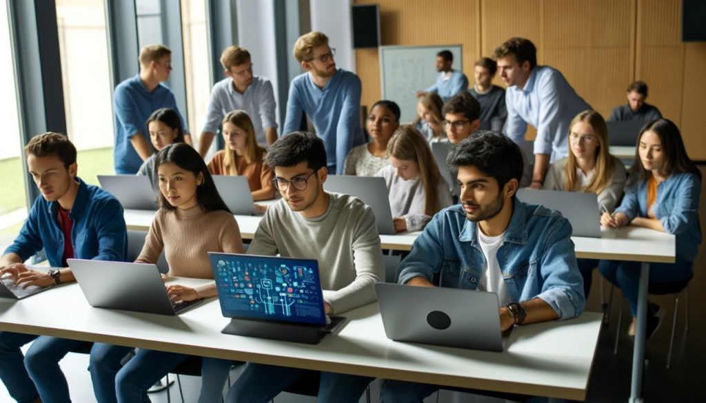 Student:innen, die zusammen lernen