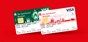 Die rote und grüne Sparkassen-Card Visa Debit